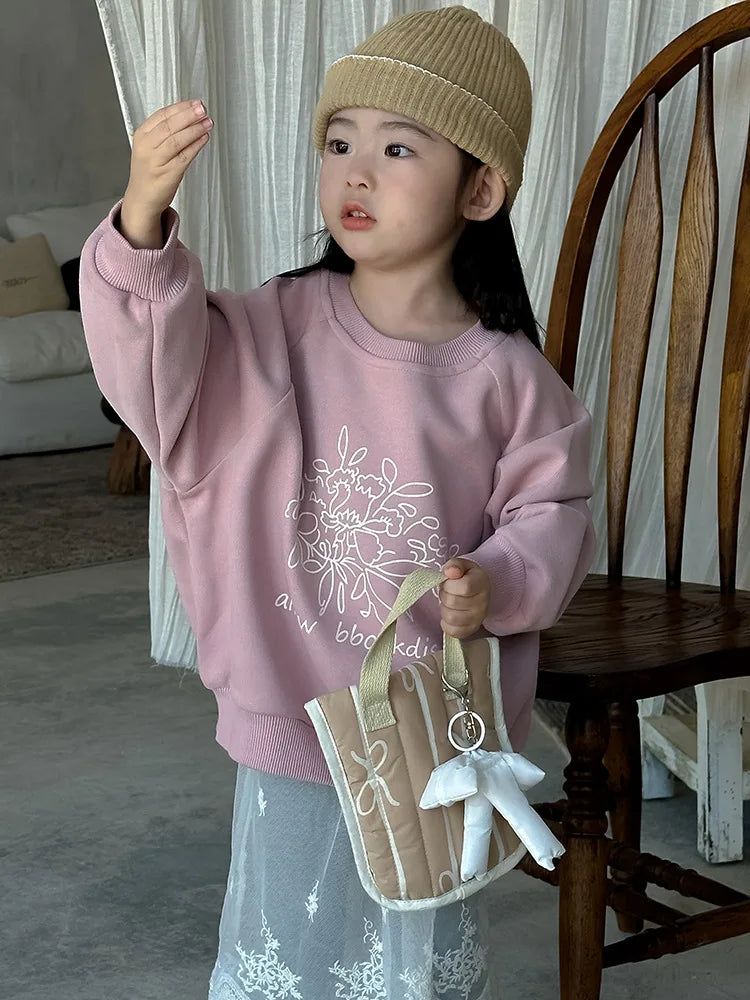 -キッズトップス 長袖プリントルーズスウェットシャツプルオーバー 2カラー - mamahalo shop - トレーナー・フーディ -  べビー服 - 子供服 - 男の子 - 女の子