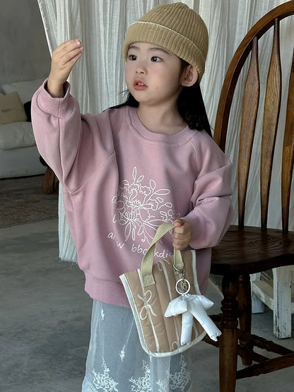 -キッズトップス 長袖プリントルーズスウェットシャツプルオーバー 2カラー - mamahalo shop - トレーナー・フーディ -  べビー服 - 子供服 - 男の子 - 女の子