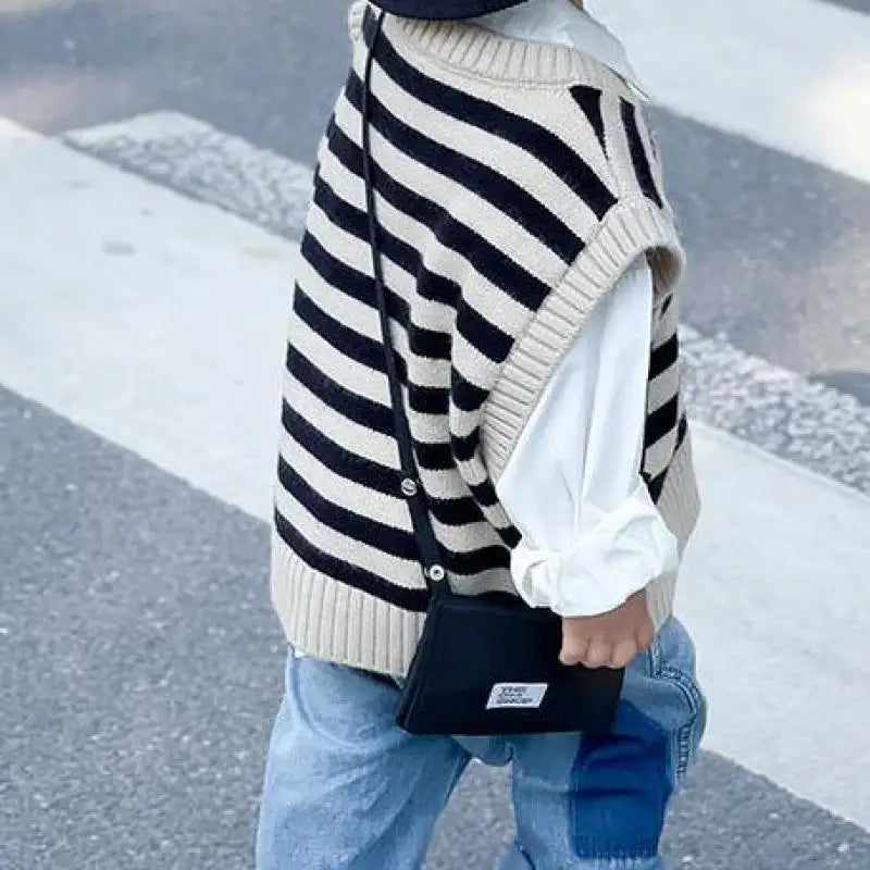 -キッズベスト ニットベスト ボーダー ルーズ - mamahalo shop - ベスト -  べビー服 - 子供服 - 男の子 - 女の子