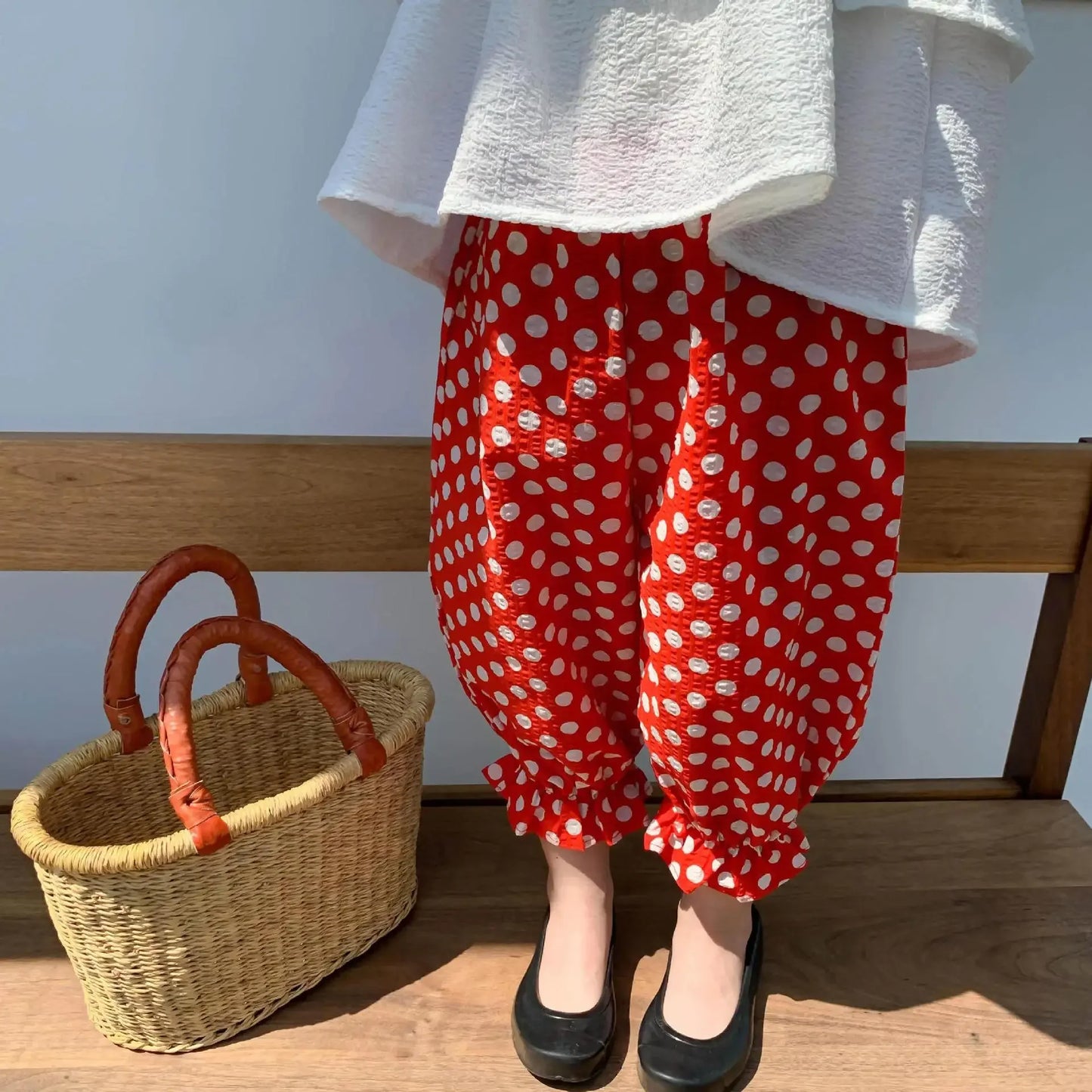 -キッズパンツ サマールーズパンツ パフパンツ チェック/水玉ドット/フラワー花柄プリント 4カラー【mh0006107】 - mamahalo shop - ロングパンツ・スウェットパンツ -  べビー服 - 子供服 - 男の子 - 女の子