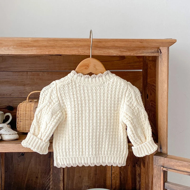 -ベビーカーディガン ケーブル編みざっくりニットジャケット ベージュ【mh0006996】 - mamahalo shop - カーディガン・パーカー -  べビー服 - 子供服 - 男の子 - 女の子