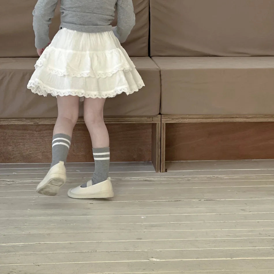 -キッズスカート ティアードフリルミニスカート ケーキスカート ホワイト - mamahalo shop - スカート -  べビー服 - 子供服 - 男の子 - 女の子