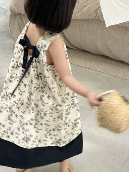 -キッズワンピース ノースリーブ サマードレス フラワー花柄プリント お出かけ - mamahalo shop - ノースリーブワンピース -  べビー服 - 子供服 - 男の子 - 女の子