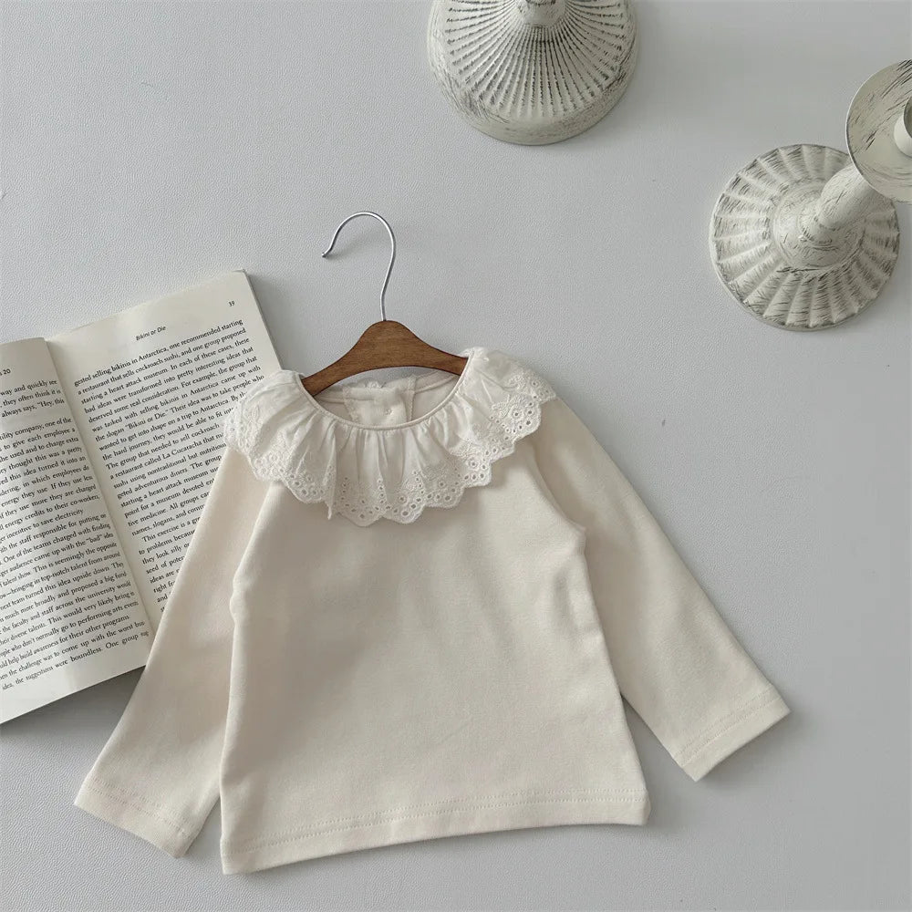 -ベビートップス 長袖Tシャツ フリルレース襟 2カラー【mh0006390】 - mamahalo shop - 長袖Tシャツ -  べビー服 - 子供服 - 男の子 - 女の子