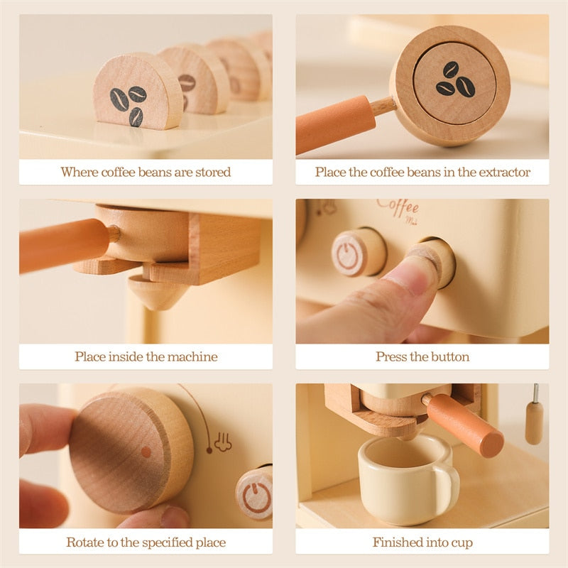 -☺︎ ウッドトイ コーヒーマシン エスプレッソマシン コーヒーメーカー キッチントイ おもちゃ ごっこ遊び 木製 おままごと - mamahalo shop - DIY Toy・知育玩具 -  べビー服 - 子供服 - 男の子 - 女の子