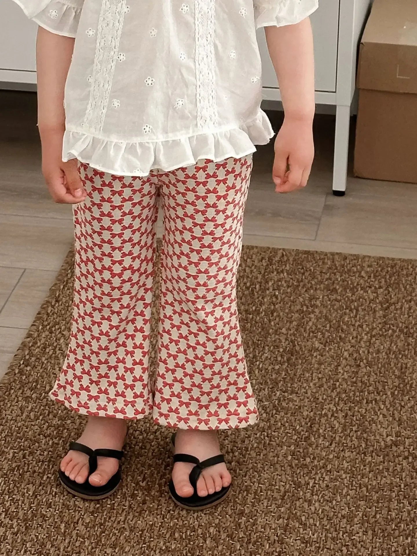 -キッズパンツ リボンプリント ベルボトムパンツ フレアパンツ【mh0005373】 - mamahalo shop - ロングパンツ・スウェットパンツ -  べビー服 - 子供服 - 男の子 - 女の子