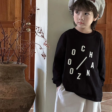 キッズトップス レターロゴプリント長袖Tシャツ 3カラー - mamahalo shop - 長袖Tシャツ -  べビー服 - 子供服 - 男の子 - 女の子