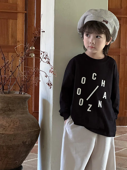 -キッズトップス レターロゴプリント長袖Tシャツ 3カラー - mamahalo shop - 長袖Tシャツ -  べビー服 - 子供服 - 男の子 - 女の子