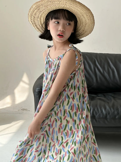 -キッズセットアップ 2点セット/ワンピース ボーイズ半袖シャツ+ショートパンツ/ガールズキャミワンピ カラフル リンクコーデ 兄弟姉妹 お揃いコーデ - mamahalo shop - 半袖セットアップ -  べビー服 - 子供服 - 男の子 - 女の子