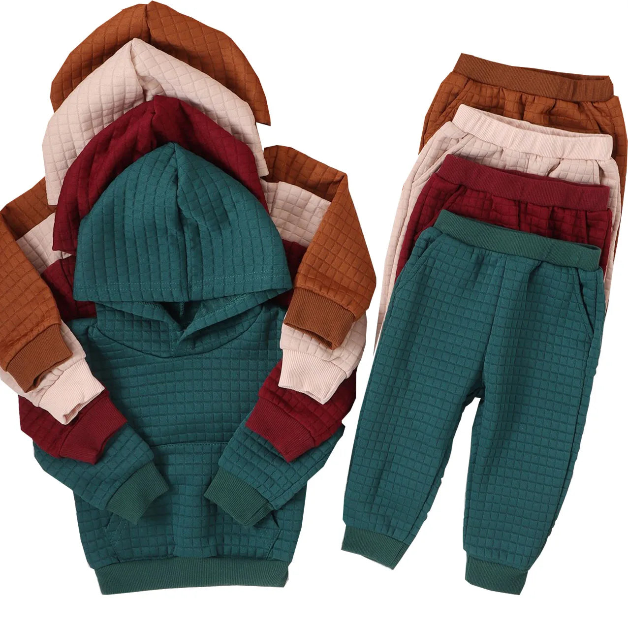 -キッズセットアップ 2点セット フーディスウェットパーカー スウェットパンツ トラックスーツ 4カラー【mh0004188】 - mamahalo shop - 長袖セットアップ -  べビー服 - 子供服 - 男の子 - 女の子