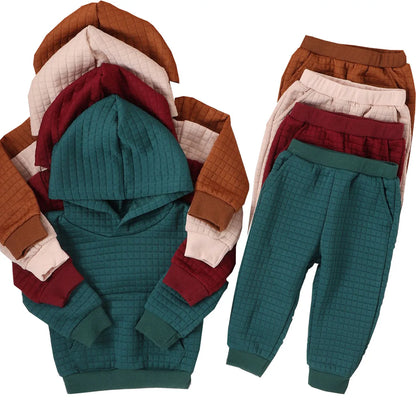 -キッズセットアップ 2点セット フーディスウェットパーカー スウェットパンツ トラックスーツ 4カラー【mh0004188】 - mamahalo shop - 長袖セットアップ -  べビー服 - 子供服 - 男の子 - 女の子