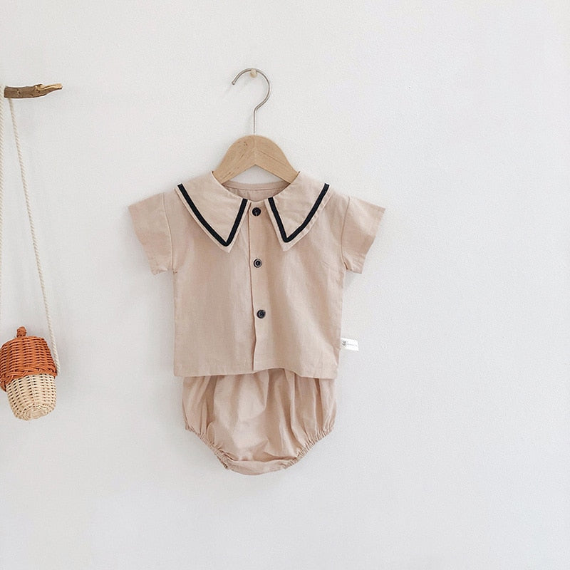 -ベビー 半袖ロンパース+ボンネットセット - mamahalo shop - 半袖ロンパース -  べビー服 - 子供服 - 男の子 - 女の子