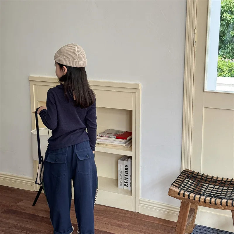 -キッズトップス 長袖丸襟Tシャツ ブラウス 4カラー【mh0006614】 - mamahalo shop - 長袖Tシャツ -  べビー服 - 子供服 - 男の子 - 女の子