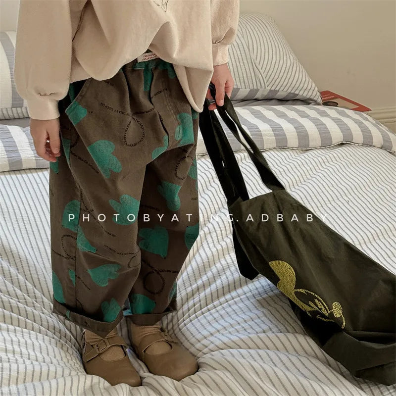 -キッズパンツ ルーズワイドルーズパンツ プリント柄 3カラー - mamahalo shop - ロングパンツ・スウェットパンツ -  べビー服 - 子供服 - 男の子 - 女の子