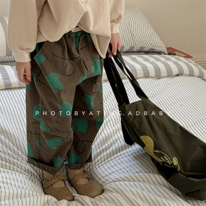 -キッズパンツ ルーズワイドルーズパンツ プリント柄 3カラー - mamahalo shop - ロングパンツ・スウェットパンツ -  べビー服 - 子供服 - 男の子 - 女の子