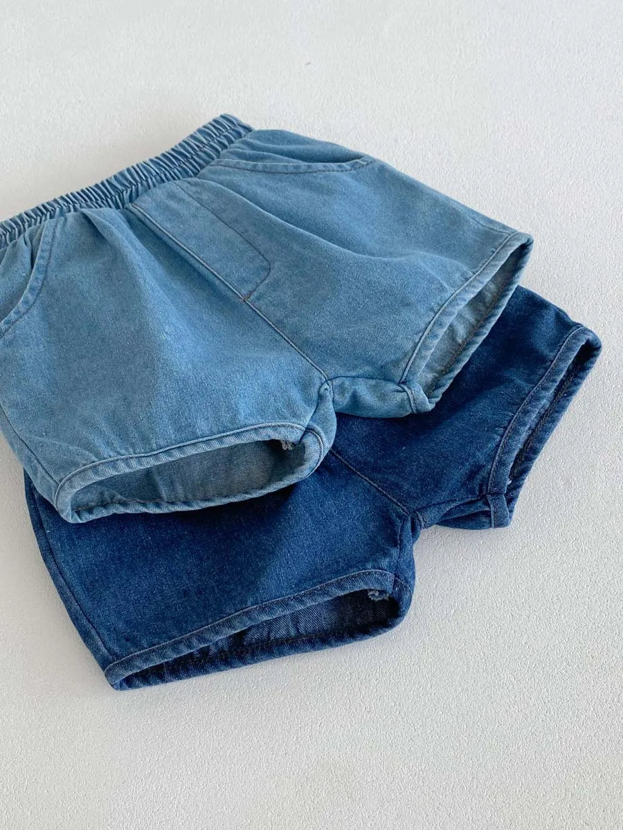 -キッズパンツ デニムショートパンツ シンプルベーシック 2カラー【mh0006184】 - mamahalo shop - ハーフパンツ・ショートパンツ -  べビー服 - 子供服 - 男の子 - 女の子