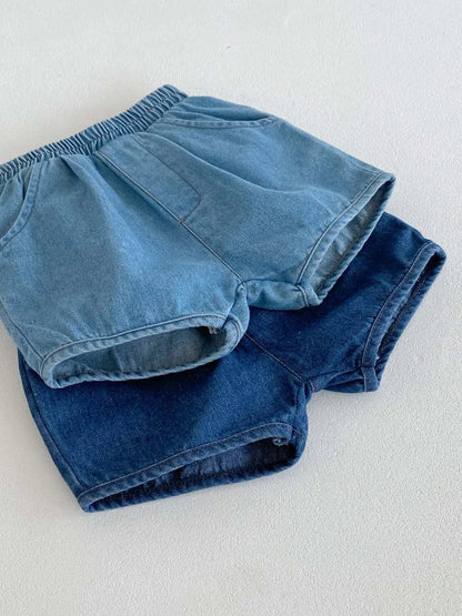 -キッズパンツ デニムショートパンツ シンプルベーシック 2カラー【mh0006184】 - mamahalo shop - ハーフパンツ・ショートパンツ -  べビー服 - 子供服 - 男の子 - 女の子