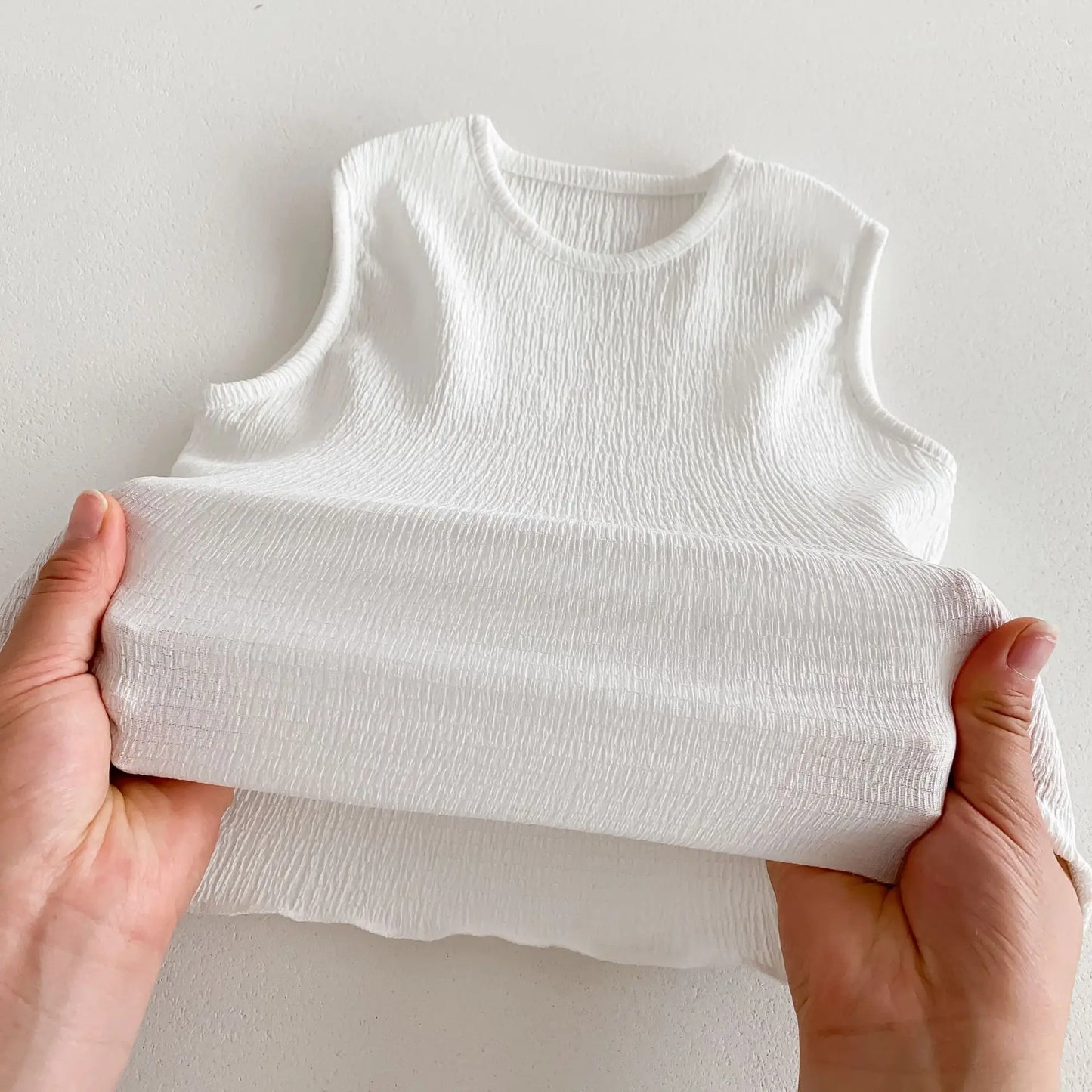 -キッズセットアップ 2点セット ノースリーブシャツ+ワイドルーズロングパンツ 無地 3カラー【mh0005573】 - mamahalo shop - ノースリーブセットアップ -  べビー服 - 子供服 - 男の子 - 女の子