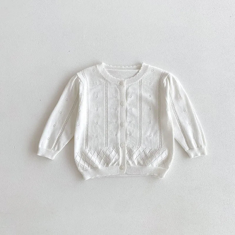 -キッズカーディガン レースニットジャケット サマーカーディガン 薄手 クーラー冷房対策 3カラー【mh0005498】 - mamahalo shop - カーディガン・パーカー -  べビー服 - 子供服 - 男の子 - 女の子