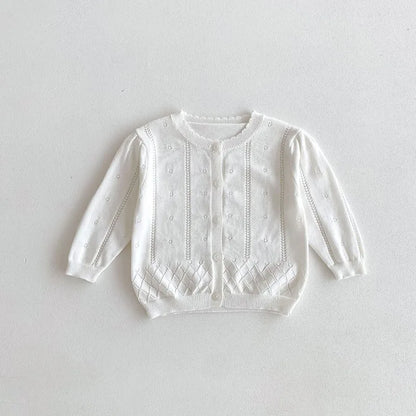 -キッズカーディガン レースニットジャケット サマーカーディガン 薄手 クーラー冷房対策 3カラー【mh0005498】 - mamahalo shop - カーディガン・パーカー -  べビー服 - 子供服 - 男の子 - 女の子