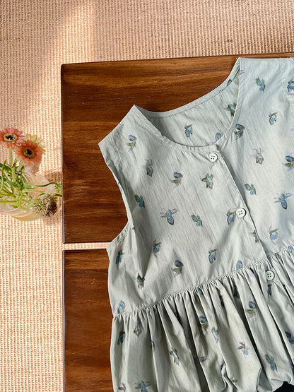 -キッズトップス ノースリーブ バルーンチュニックブラウス フラワー花柄プリント【mh0006011】 - mamahalo shop - タンクトップ・キャミソール・ノースリーブトップス -  べビー服 - 子供服 - 男の子 - 女の子