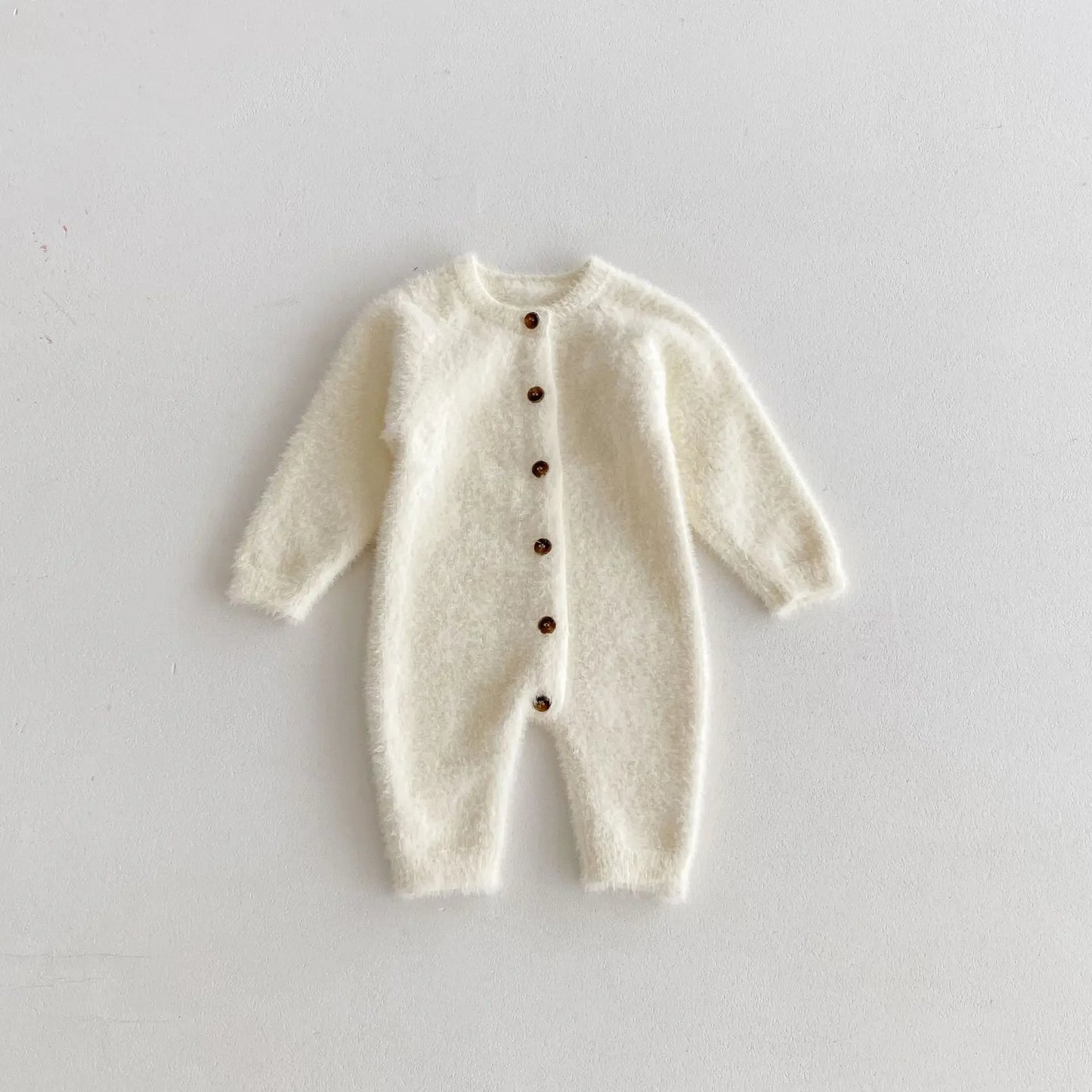 -ベビージャンプスーツ ソフトファー長袖ロンパース 3カラー - mamahalo shop - 長袖ジャンプスーツ -  べビー服 - 子供服 - 男の子 - 女の子