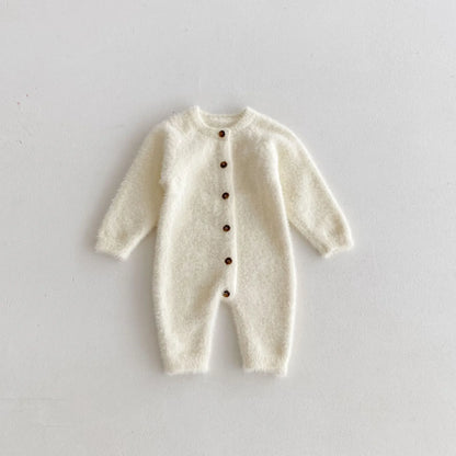 -ベビージャンプスーツ ソフトファー長袖ロンパース 3カラー - mamahalo shop - 長袖ジャンプスーツ -  べビー服 - 子供服 - 男の子 - 女の子