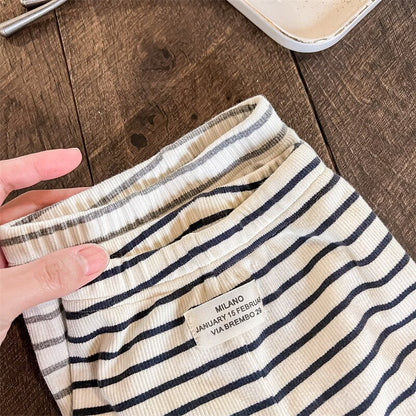 -キッズ ボーダー ハーフ レギンス パンツ グレー ブラック ユニセックス【mh0002109】 - mamahalo shop - レギンスパンツ -  べビー服 - 子供服 - 男の子 - 女の子