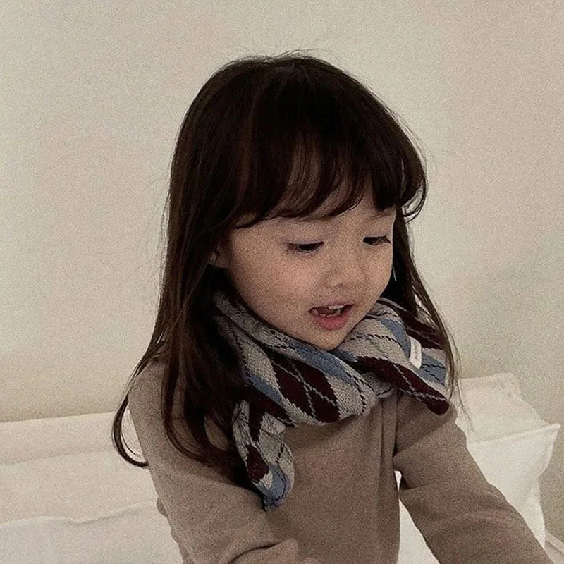 -キッズマフラー ネックウォーマー ニットスカーフ 幾何学 レオパード 無地 - mamahalo shop - ネックウォーマー -  べビー服 - 子供服 - 男の子 - 女の子