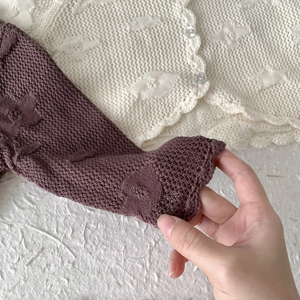 -ベビーキッズカーディガン ニットジャケット フラワー花柄刺繍 ボレロ 3カラー【mh0004275】 - mamahalo shop - カーディガン・パーカー -  べビー服 - 子供服 - 男の子 - 女の子