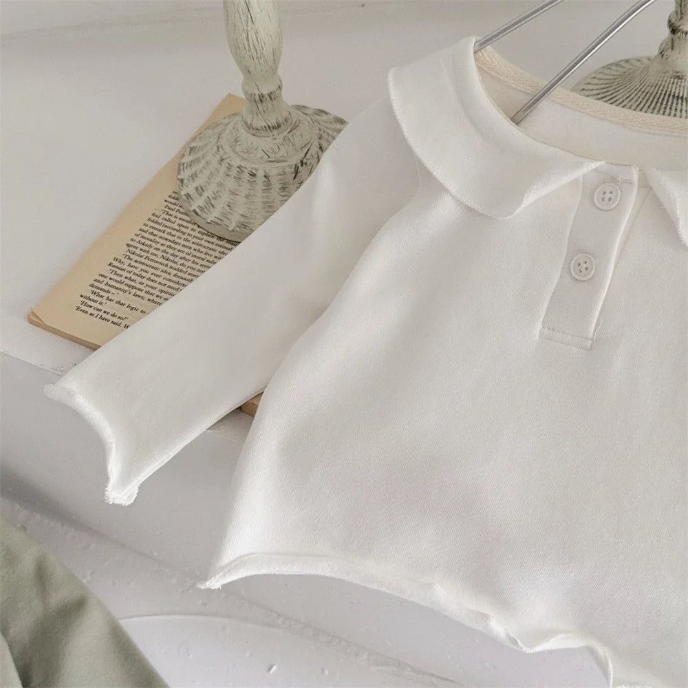 -ベビートップス 丸襟長袖Tシャツブラウス 2カラー【mh0006701】 - mamahalo shop - 長袖Tシャツ -  べビー服 - 子供服 - 男の子 - 女の子