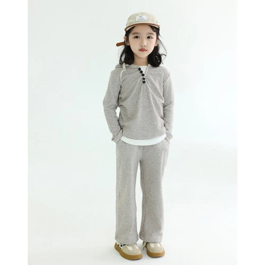 -キッズセットアップ 2点セット フーディ長袖Tシャツ+ロングパンツ 2カラー【mh0007318】 - mamahalo shop - 長袖セットアップ -  べビー服 - 子供服 - 男の子 - 女の子