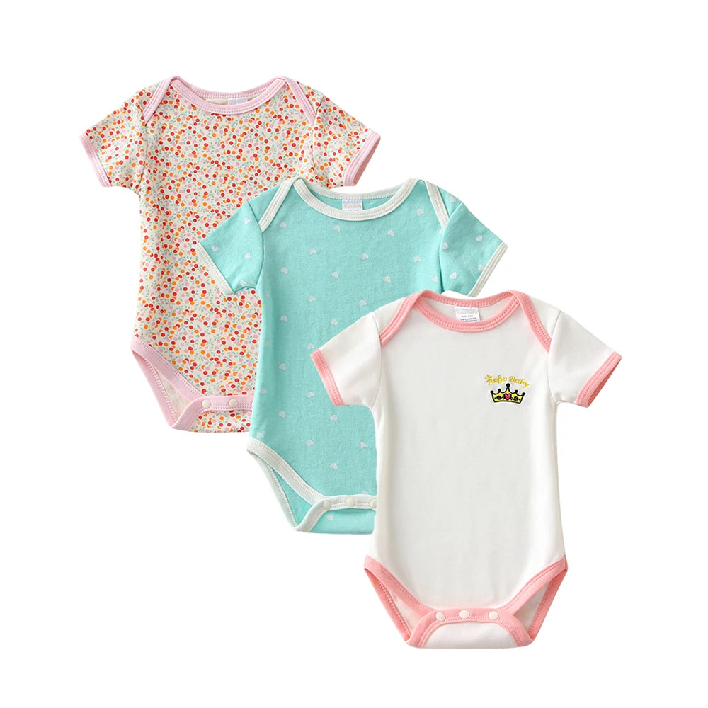 -ベビーロンパース3枚セット 半袖ボディスーツ お得セット【mh0005754】 - mamahalo shop - 半袖ロンパース -  べビー服 - 子供服 - 男の子 - 女の子