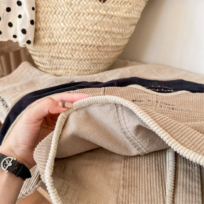 -キッズ レターロゴ 刺繍 コーデュロイ 長袖 パフスリーブ ジャケット コート アウター ガールズ【mh0002607】 - mamahalo shop - ショートコート・ジャケット・ジャンパー -  べビー服 - 子供服 - 男の子 - 女の子