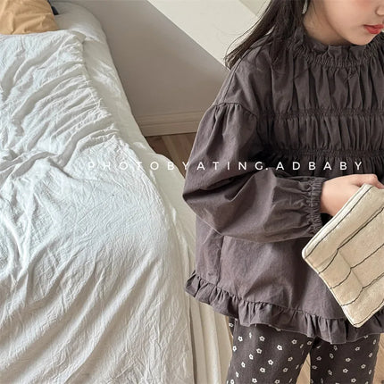 キッズトップス 長袖スモックブラウス 2カラー - mamahalo shop - 長袖シャツ・ブラウス -  べビー服 - 子供服 - 男の子 - 女の子