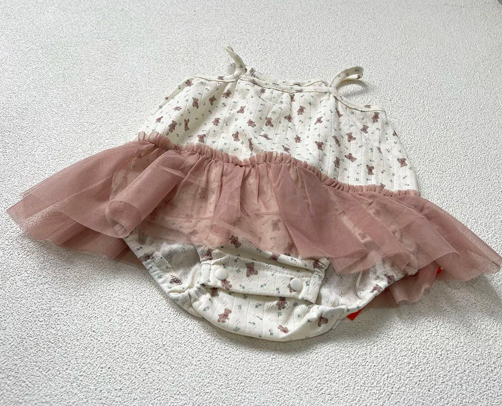 -ベビーロンパース キャミソール チュチュチュールスカートドッキングボディスーツ【mh0006533】 - mamahalo shop - ノースリーブロンパース -  べビー服 - 子供服 - 男の子 - 女の子