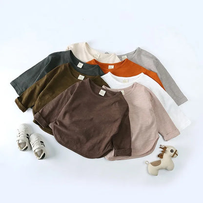 -キッズトップス 長袖Tシャツ シンプルベーシック - mamahalo shop - 長袖Tシャツ -  べビー服 - 子供服 - 男の子 - 女の子