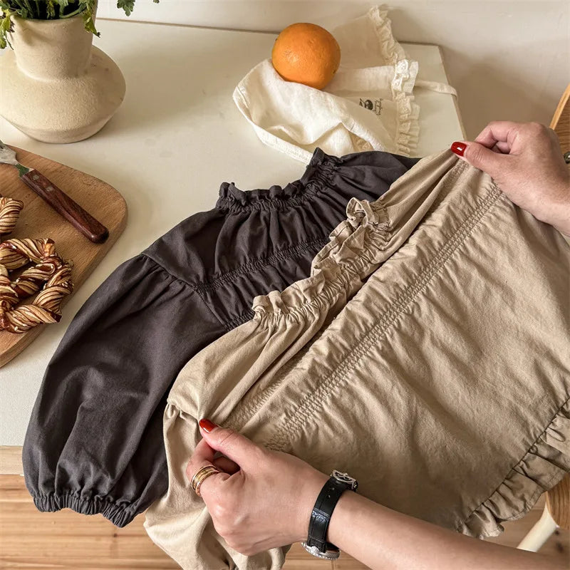 -キッズトップス 長袖スモックブラウス 2カラー - mamahalo shop - 長袖シャツ・ブラウス -  べビー服 - 子供服 - 男の子 - 女の子