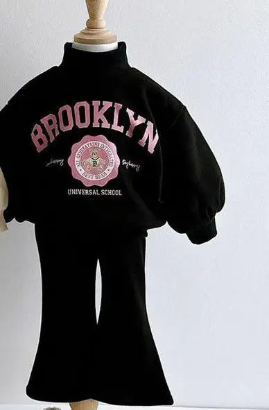 -キッズセットアップ 2点セット スウェットシャツ+フレアパンツ レターロゴプリント 3カラー - mamahalo shop - 長袖セットアップ -  べビー服 - 子供服 - 男の子 - 女の子