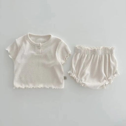 -ベビーセットアップ 2点セット 半袖Tシャツ+フリルブルマパンツ 3カラー - mamahalo shop - 半袖セットアップ -  べビー服 - 子供服 - 男の子 - 女の子