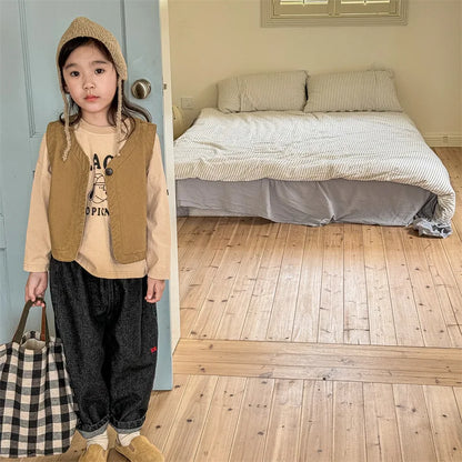 -キッズベスト Vネックノースリーブジャケット 2カラー - mamahalo shop - ベスト -  べビー服 - 子供服 - 男の子 - 女の子