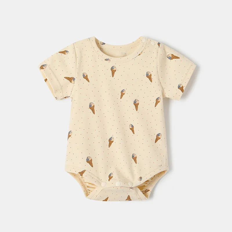 -ベビーロンパース/パンツ 半袖肌着  ボディシャツ アイスクリームプリント柄【mh0005532】 - mamahalo shop - 半袖ロンパース -  べビー服 - 子供服 - 男の子 - 女の子