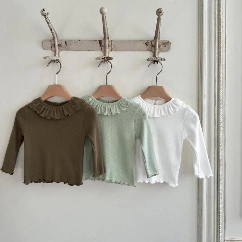 -ベビートップス レースサークル襟長袖Tシャツ 2カラー - mamahalo shop - 長袖Tシャツ -  べビー服 - 子供服 - 男の子 - 女の子