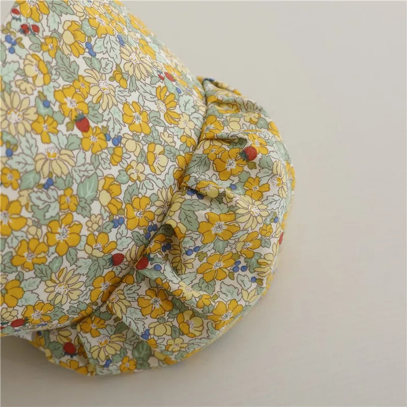 -ベビー帽子 つば広ボンネット サマーハット フラワー花柄プリント【mh0004989】 - mamahalo shop - ベビー用帽子 -  べビー服 - 子供服 - 男の子 - 女の子