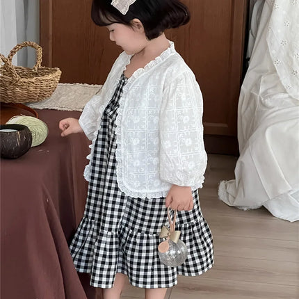 キッズワンピース チェックフリルキャミソールワンピース - mamahalo shop - ノースリーブワンピース -  べビー服 - 子供服 - 男の子 - 女の子