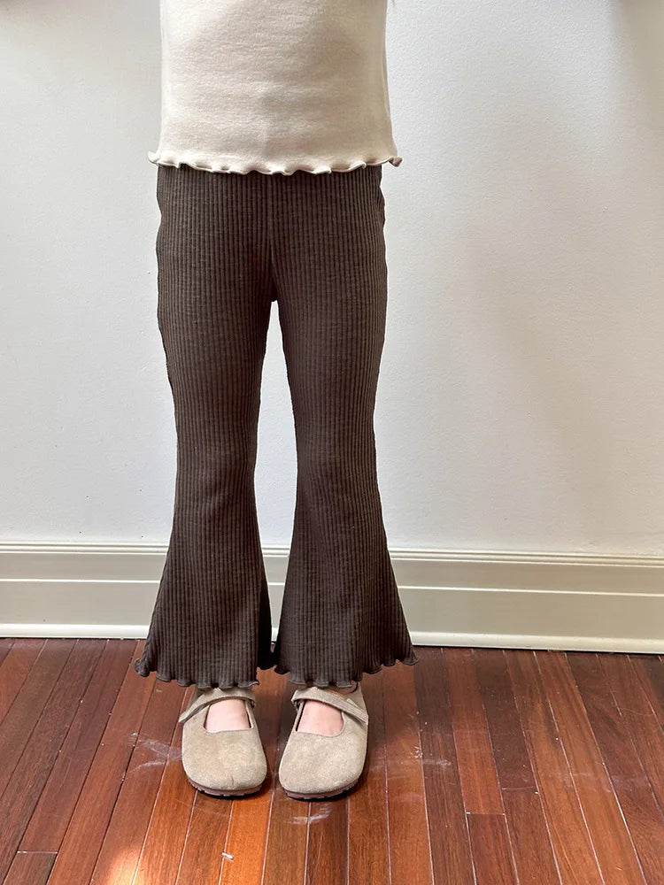 -キッズパンツ フリルフレアリブニットシンプルレギンスパンツ 5カラー - mamahalo shop - レギンスパンツ -  べビー服 - 子供服 - 男の子 - 女の子