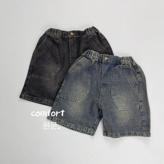 -キッズパンツ デニム ショートパンツ 2カラー【mh0005007】 - mamahalo shop - ハーフパンツ・ショートパンツ -  べビー服 - 子供服 - 男の子 - 女の子