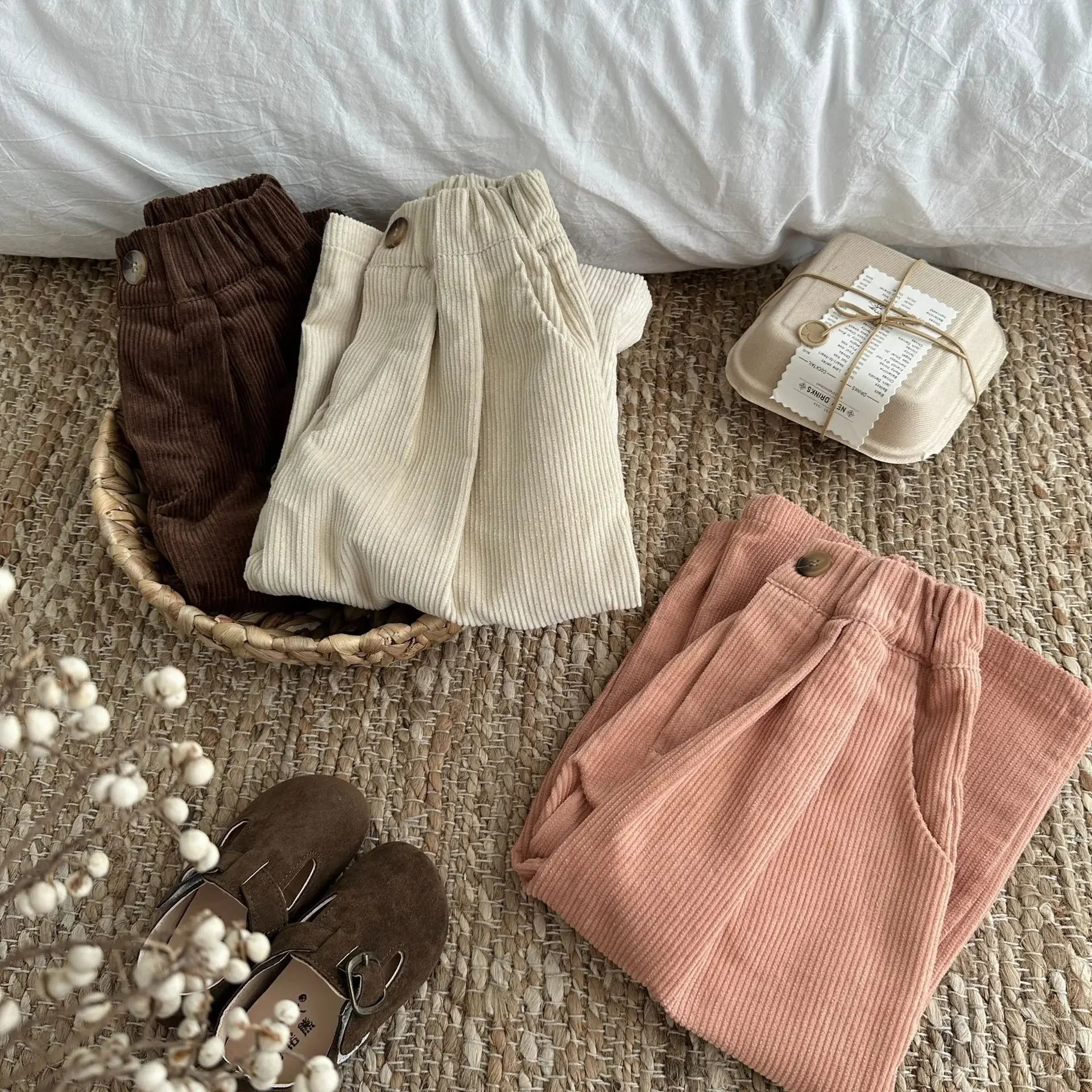 -キッズパンツ ワイドルーズコーデュロイガウチョパンツ 3カラー - mamahalo shop - ロングパンツ・スウェットパンツ -  べビー服 - 子供服 - 男の子 - 女の子