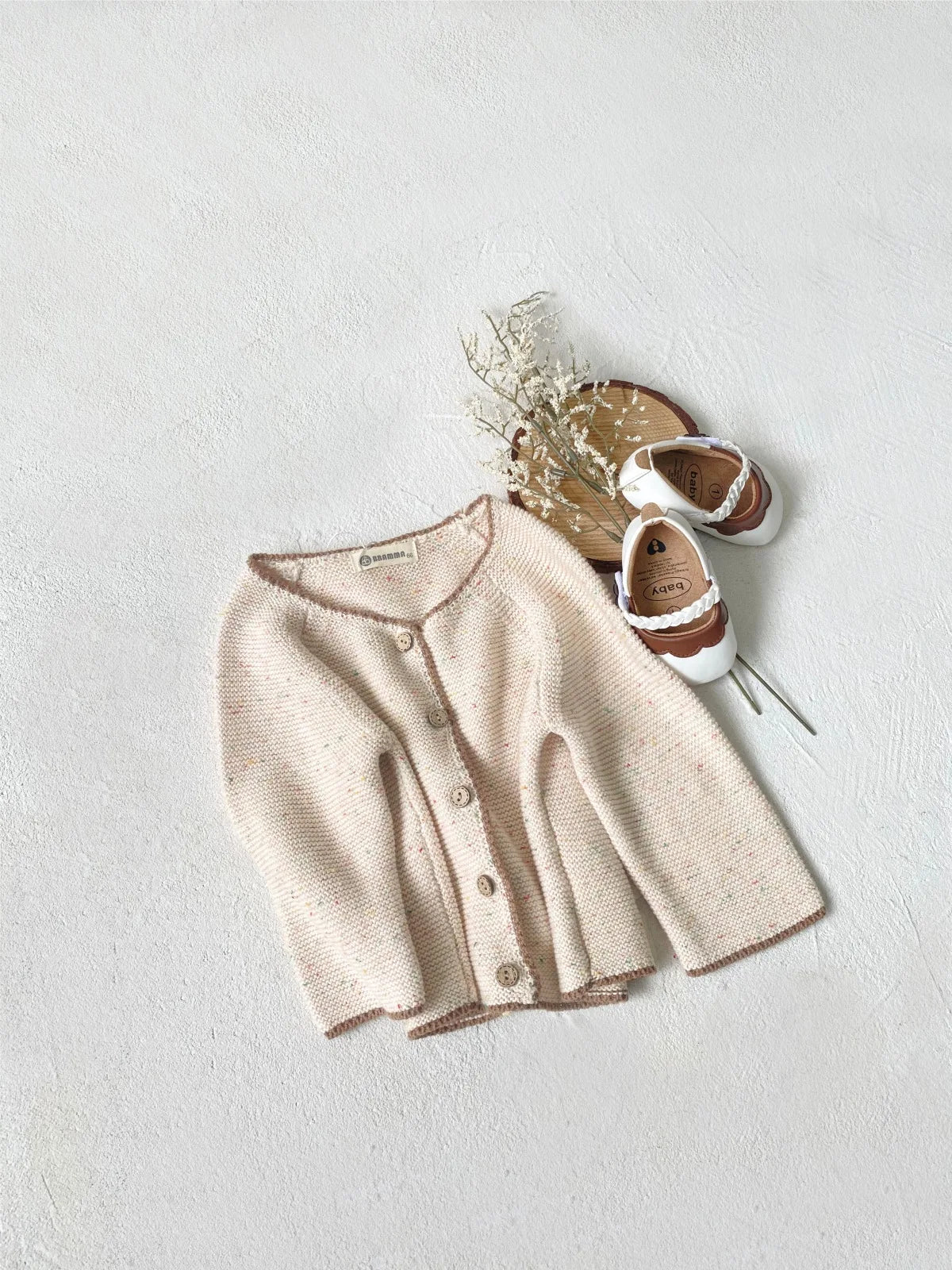 -ベビーカーディガン カラフルネップシンプルニットカーディガンジャケット - mamahalo shop - カーディガン・パーカー -  べビー服 - 子供服 - 男の子 - 女の子