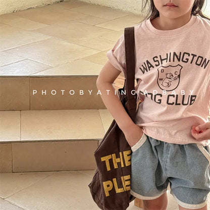 -キッズトップス 半袖Tシャツ レターロゴプリント 3カラー【mh0005692】 - mamahalo shop - 半袖Tシャツ -  べビー服 - 子供服 - 男の子 - 女の子